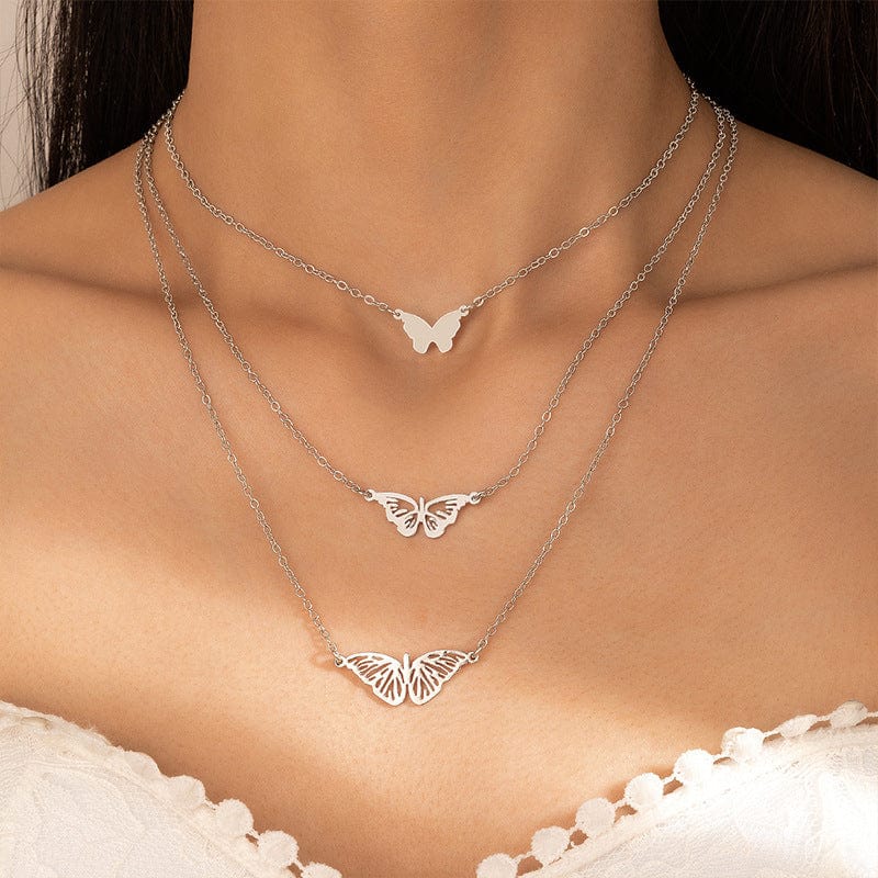 3 Pieces Butterfly Necklace Set