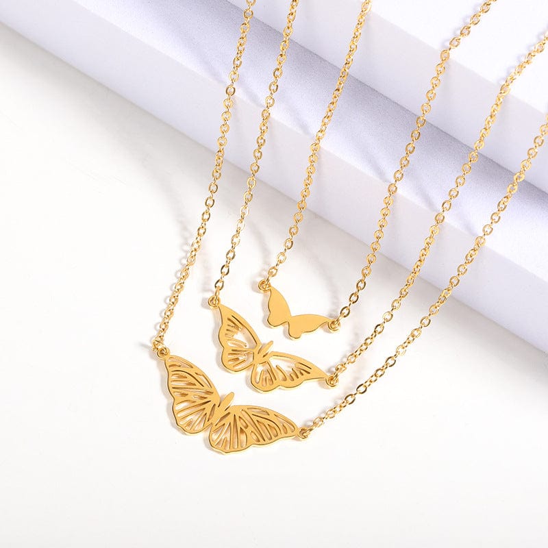 3 Pieces Butterfly Necklace Set