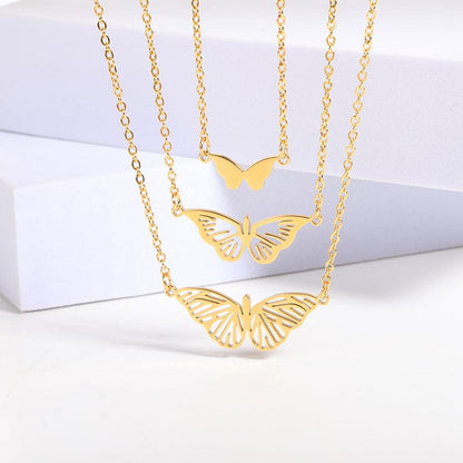 3 Pieces Butterfly Necklace Set