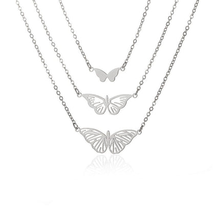 3 Pieces Butterfly Necklace Set