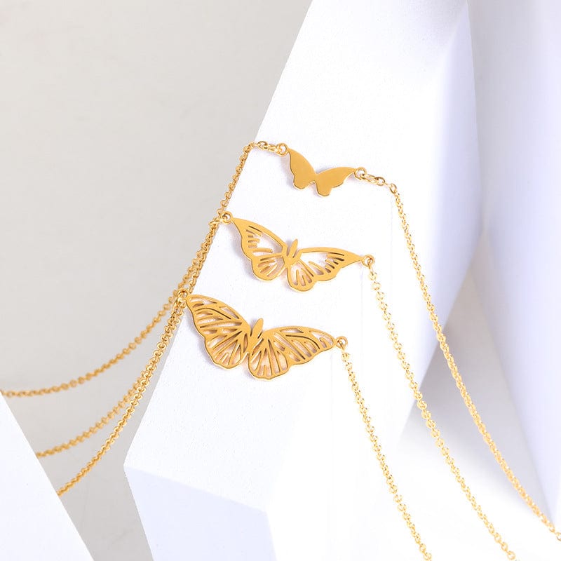 3 Pieces Butterfly Necklace Set