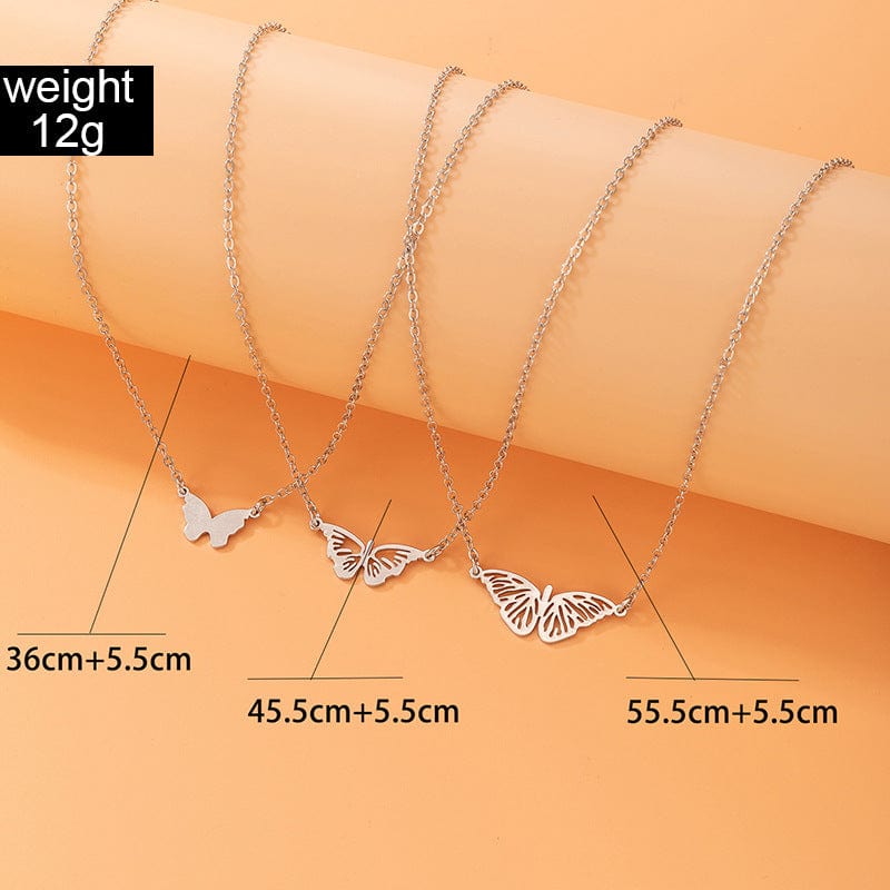 3 Pieces Butterfly Necklace Set