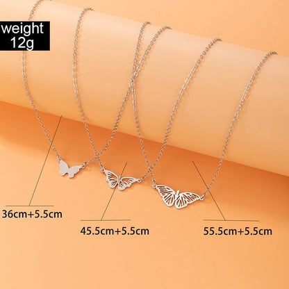 3 Pieces Butterfly Necklace Set