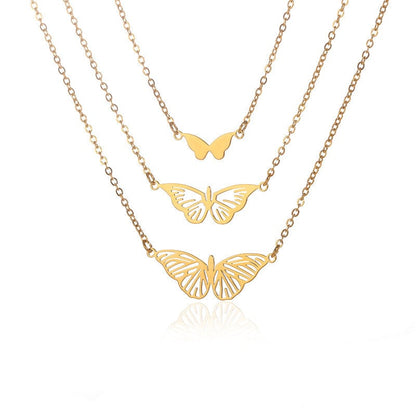 3 Pieces Butterfly Necklace Set