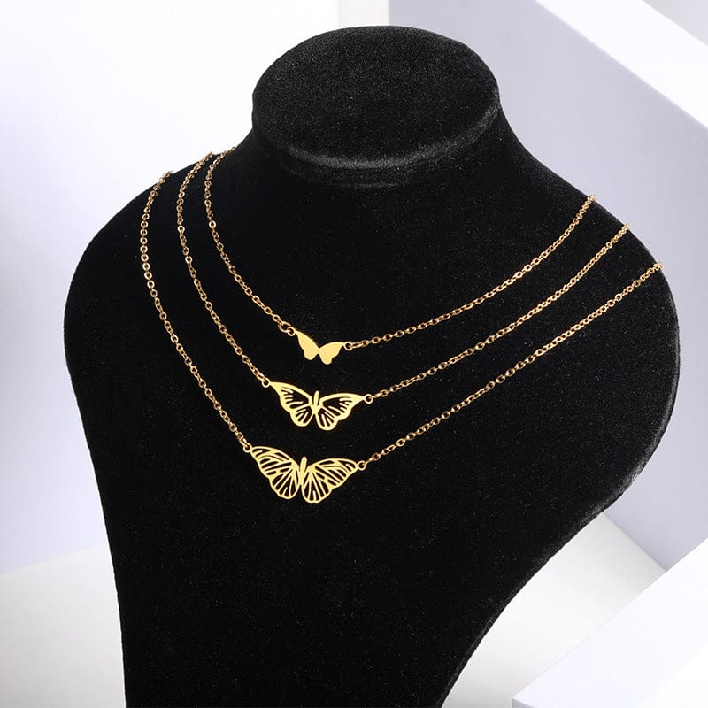 3 Pieces Butterfly Necklace Set