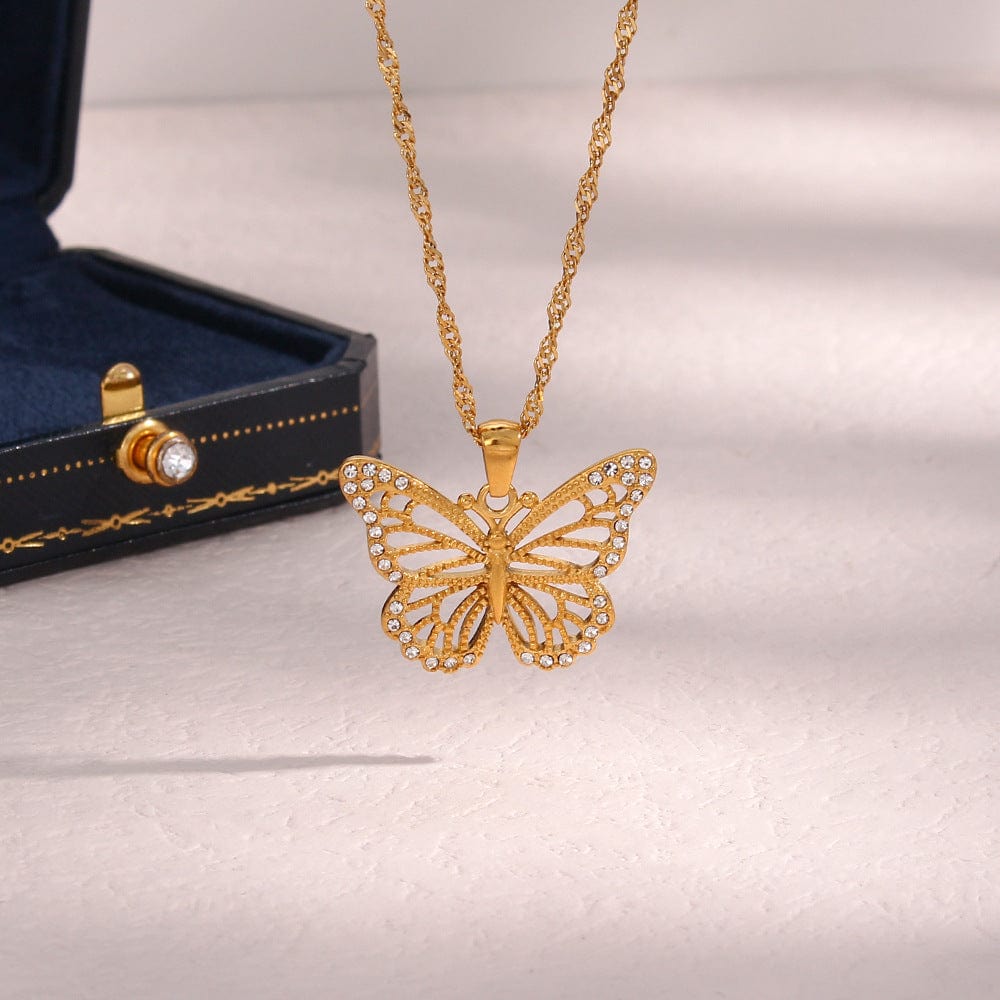 Filled Hollowed-out Butterfly Chain Necklace