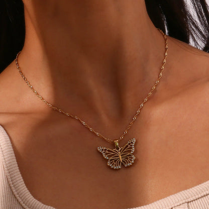 Filled Hollowed-out Butterfly Chain Necklace