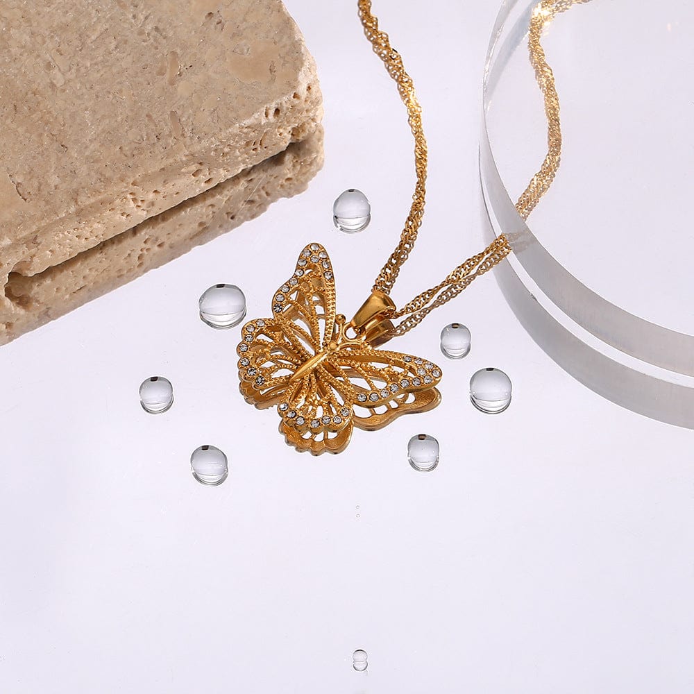 Filled Hollowed-out Butterfly Chain Necklace