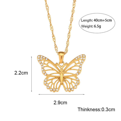 Filled Hollowed-out Butterfly Chain Necklace