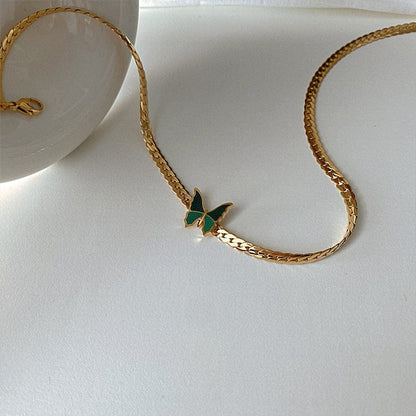 Plated Enamel Butterfly Necklace