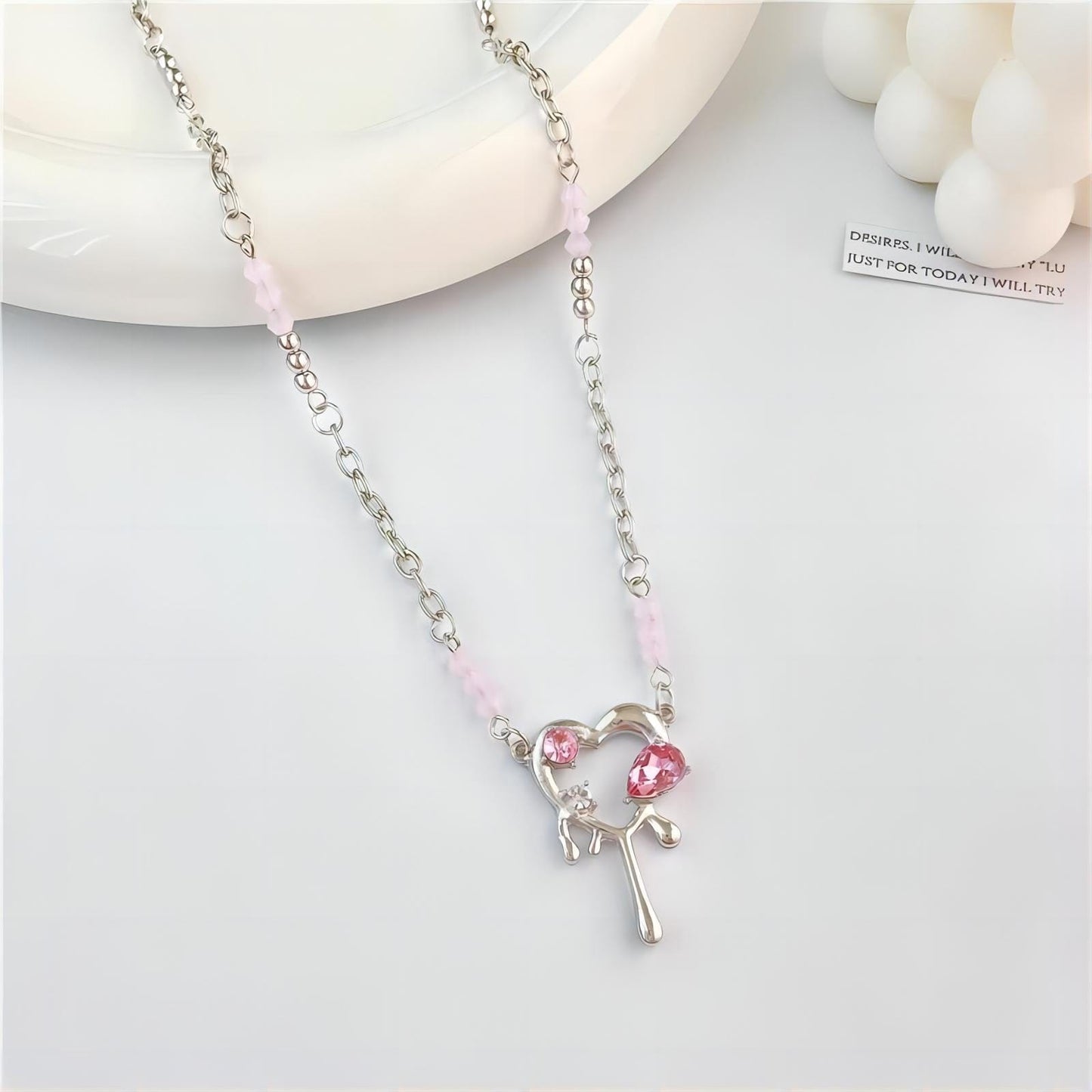 Collier coeur fondant en strass