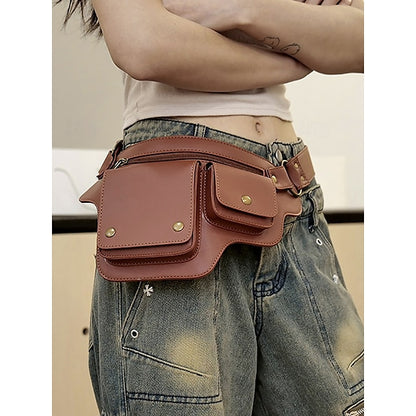 Utility Bag with Vintage Belt Women's Leather Faux