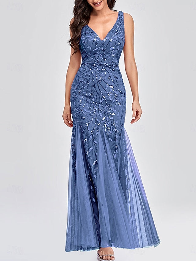 V Bride Mother Neck Party Floor the Elegant Dress of