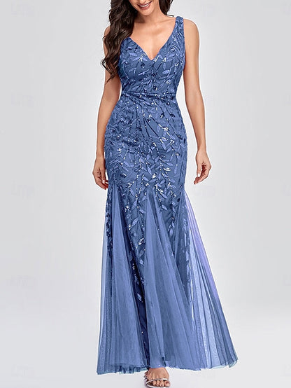 V Bride Mother Neck Party Floor the Elegant Dress of