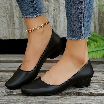 Slip-On Toe Low Black Heel Women's – Classic Pumps Round