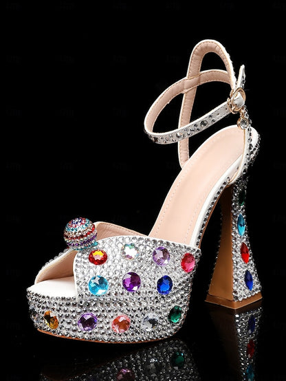 Platform with Women's Rhinestone Sandals Matching High Heel