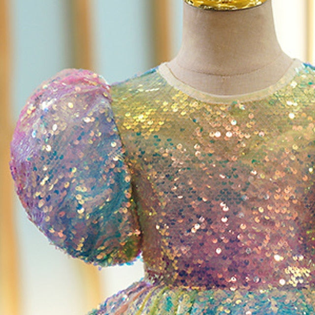 Short Summer Sleeve Girls' Dress Wedding Spring 3D colour