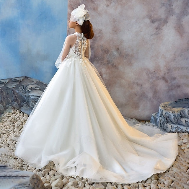 Party Dress Girls' First Solid Kids Communion Color