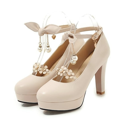 Mary Platform Jane Girls' Wedding Heels White Elegant