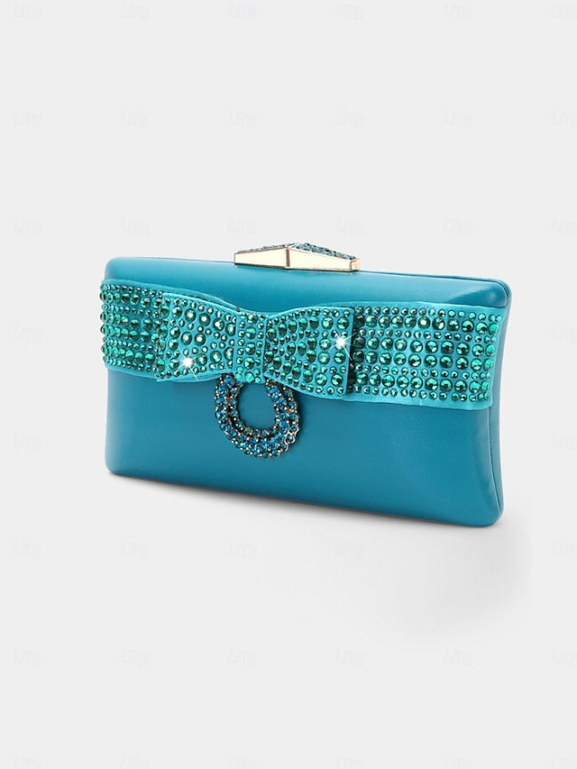 – Rhinestone with Matching Sandals Bow Clutch Flat Gold