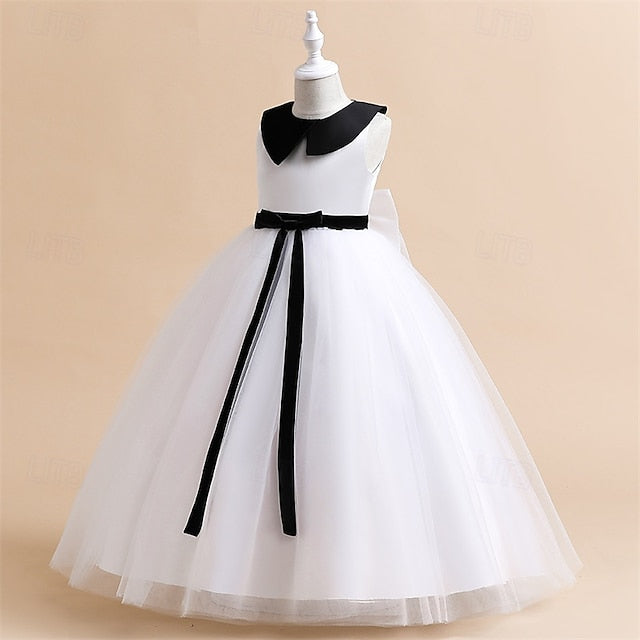 Block Color Dress Girls' Performance Party Kids Sleeveless