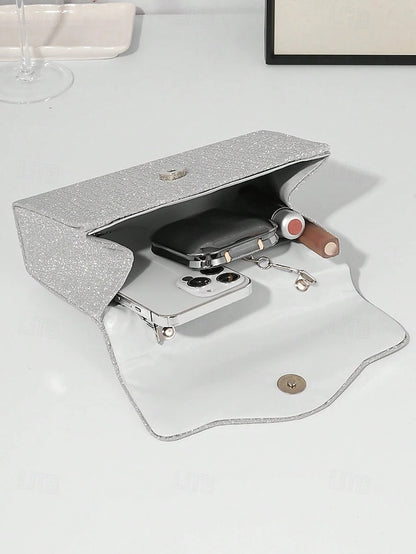 Handbag Silver Handle Rhinestone – with Women's Glitter