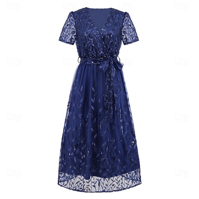 Sequin Dress Bride of A-Line Neck V the Elegant Mother