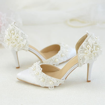 Heels Platform with Women's Floral Wedding White Lace