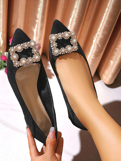 Toe Pointed with Women's Pearl Glitter and Purple Flats