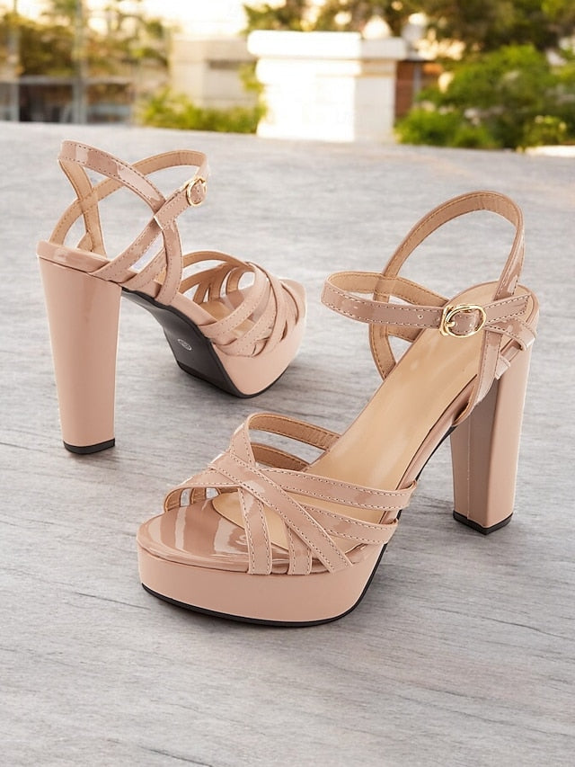 – High Heel for Women Sandals Nude Strappy Platform