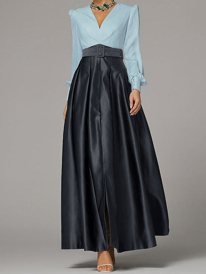 Gown Evening Guest Wedding Floor A-Line Split High Dress Formal