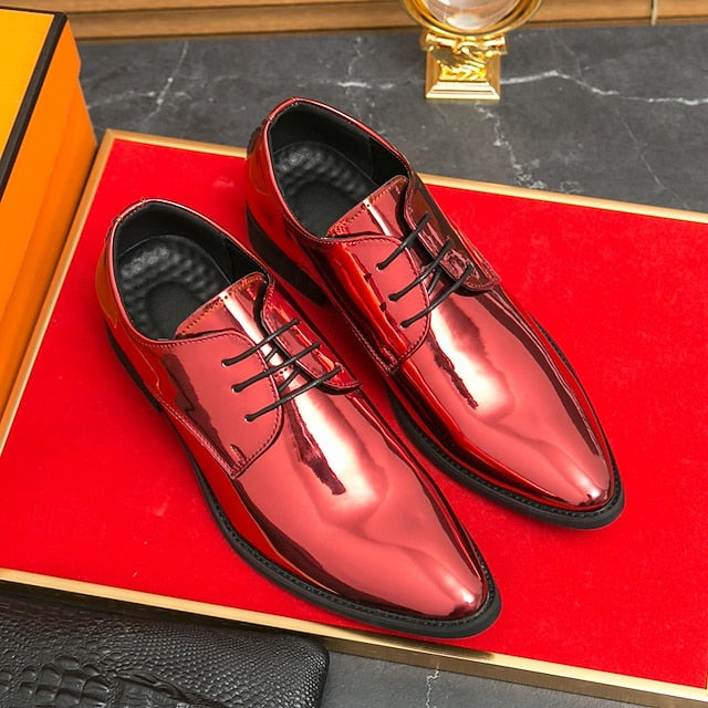 Patent Formal Green – for Men Lace-Up Shoes Leather Glossy