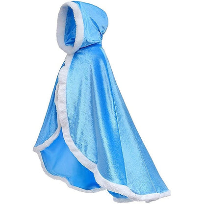 With Hooded Princess Cape Dress Cloak Set Elsa Crown Tulle