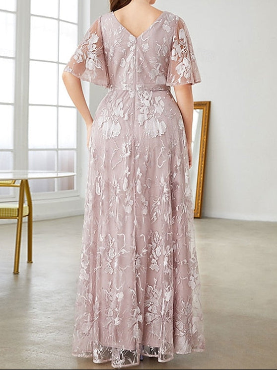 Bride of Plus Dress Mother Size Neck V the Curve Elegant