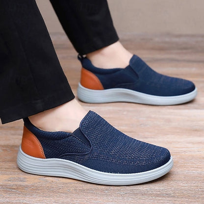 – Sneakers Breathable Navy Men's Knit Stretch Slip-On