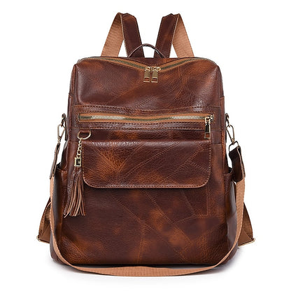 and Vintage Backpack Leather Tassel Purse with Women's Faux