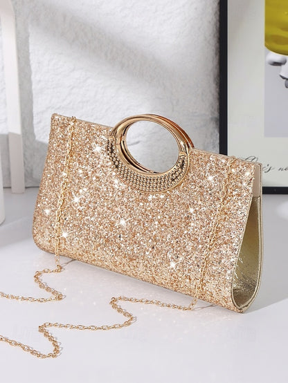 Bag Evening with Women's Silver Glitter Gold Clutch