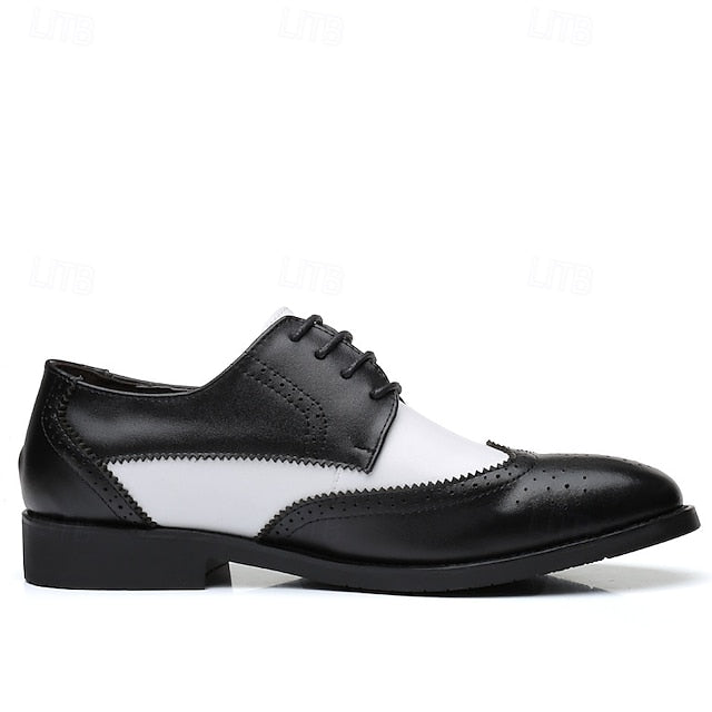 Men's Oxford with Black and Shoes Brogue White