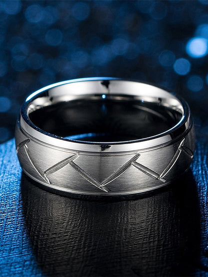 Rings Pattern Men's – Stainless Geometric Modern Steel