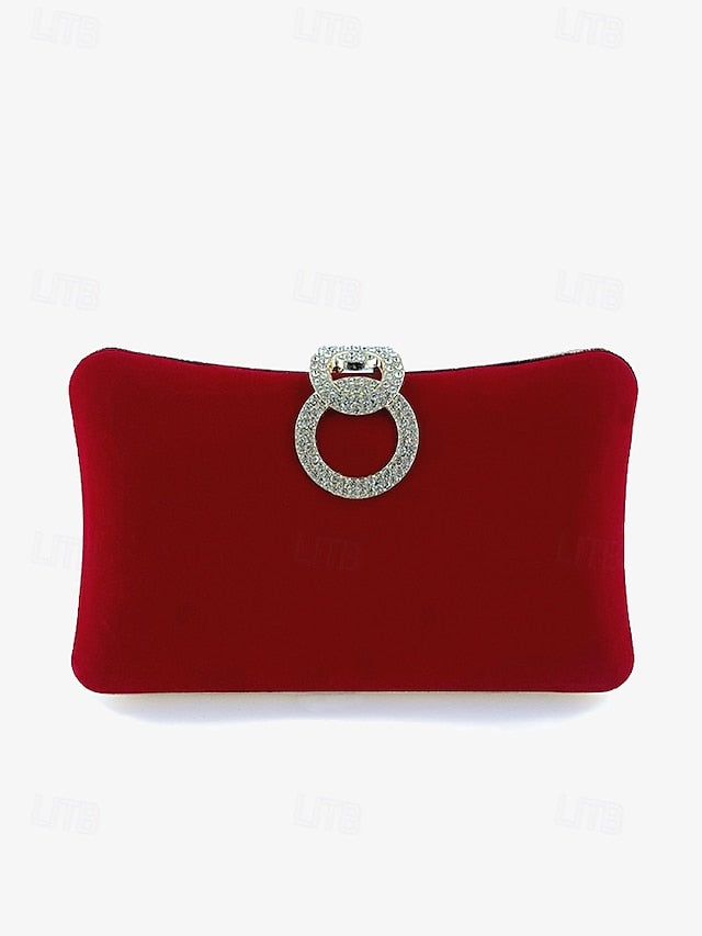 Blue Clutch Women's with Velvet Ring Bag Elegant Rhinestone