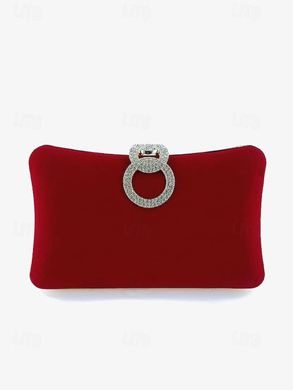 Blue Clutch Women's with Velvet Ring Bag Elegant Rhinestone