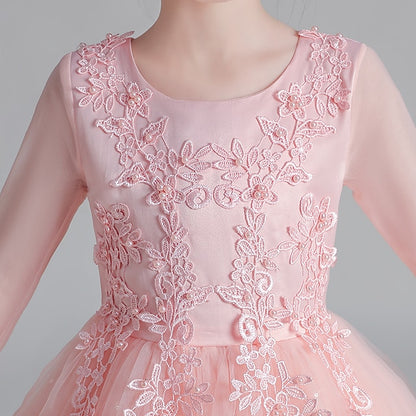 Kids Floral Flower Dress Long Girl Sleeve Girls'