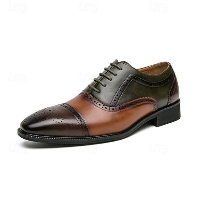 Faux and – Shoes Men's Oxford Black Leather Brown Wingtip