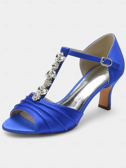 Crystal Bridal Open-Toe with Detail Heels Satin White –