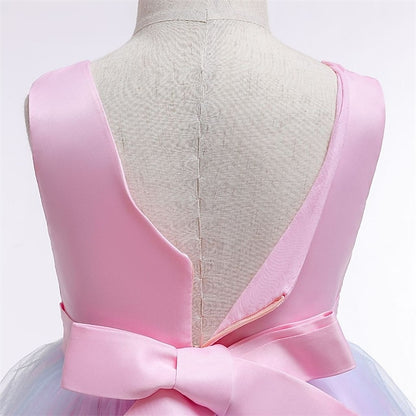 Girls' Kids Party Blushing Floral Lace Blue Dress Purple