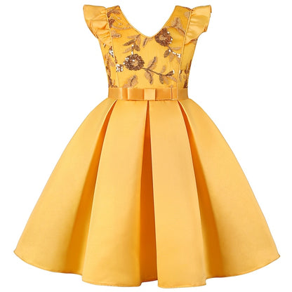 Color Kids Party Dress Sleeveless Solid Formal Girls'