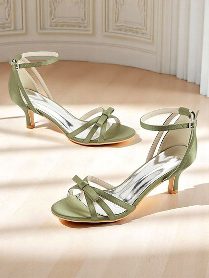 Women's Green Strappy 1950s Kitten Satin Vintage Heel