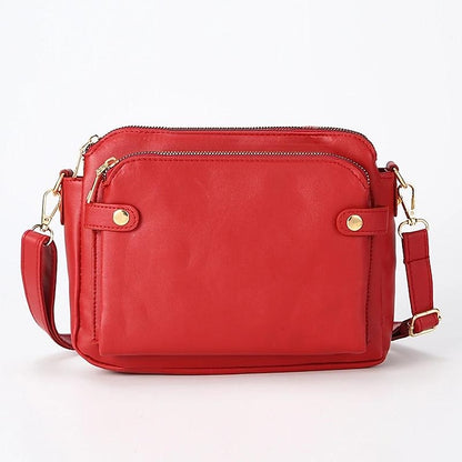Shoulder Leather Women's Vintage Three-Layer Crossbody