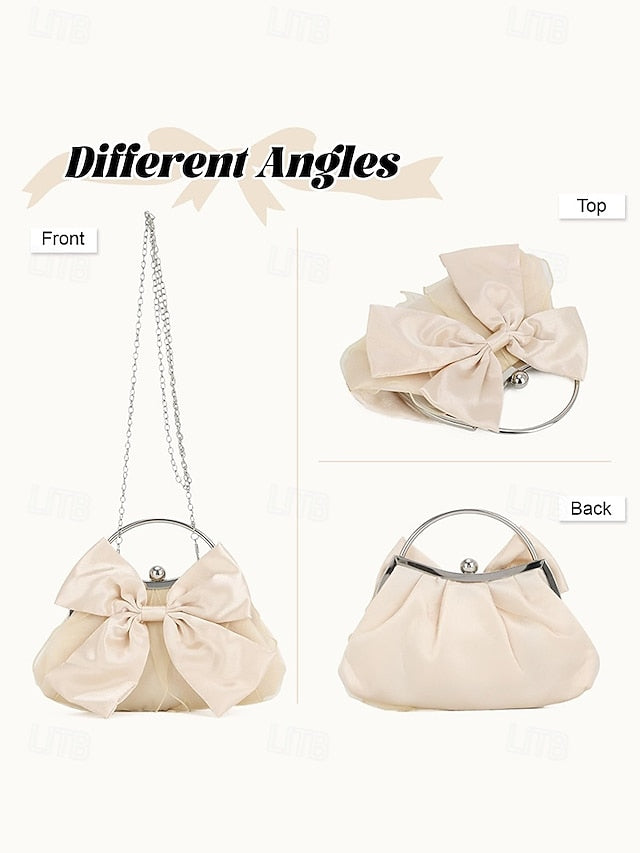 Evening Elegant Satin Bow Bag Pearl – Women's Clutch