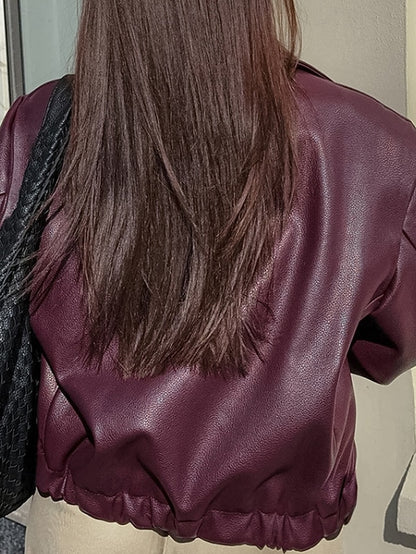 Comfortable Pocket Leather Women's Warm Faux Jacket Zipper